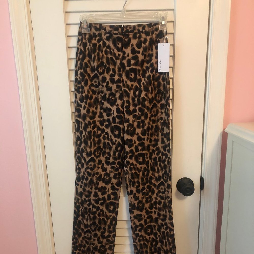 NWT Reformation Sera Leopard Pants 0 - Picture 5 of 7